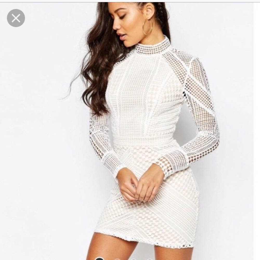 Missguided white high neck lace dress!